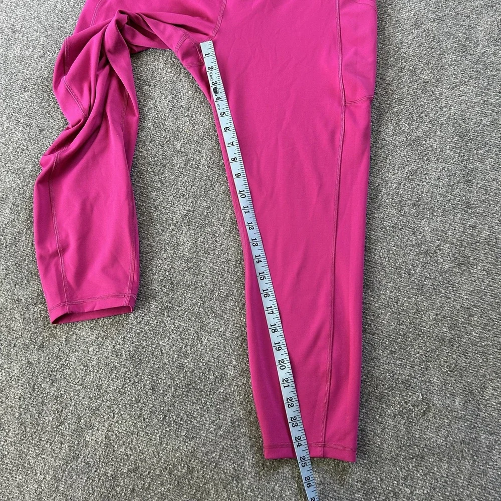 Lululemon Pants Womens 16 Pink Wunder High Rise Crop Pocket Yoga Workout‎ Lulu